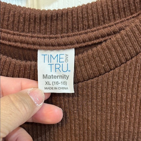 Time and Tru Rich Brown Long Sleeve Dress maternity - Picture 2 of 4